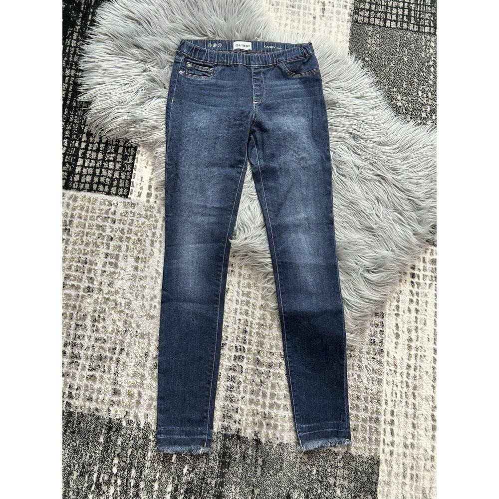 DL1961 CANDY Leggings‎ Fringe Bottom Dark Blue Denim Youth Size 16
